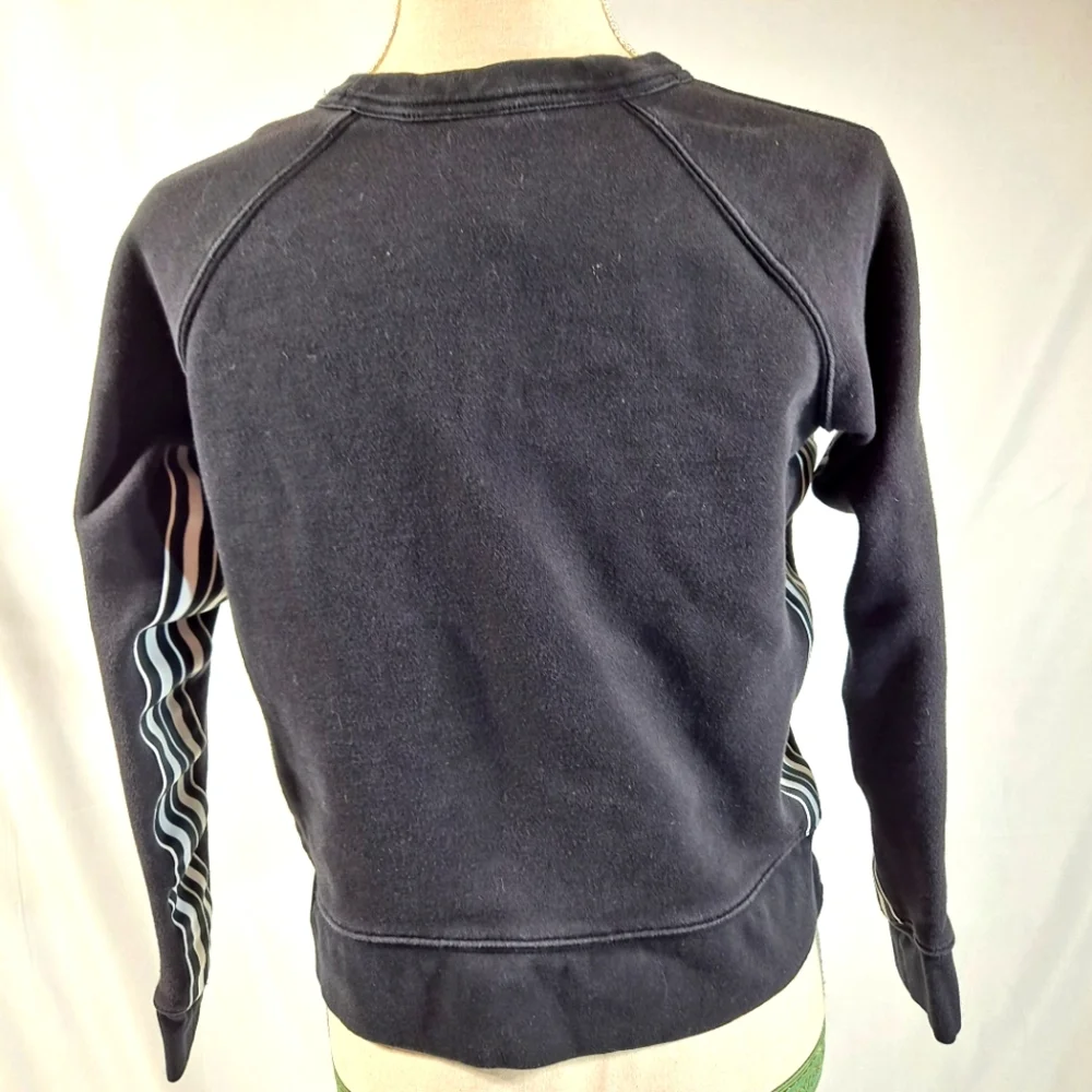 Athleta Black And White Striped Racer Cropped Sweatshirt - Picture 3 of 7